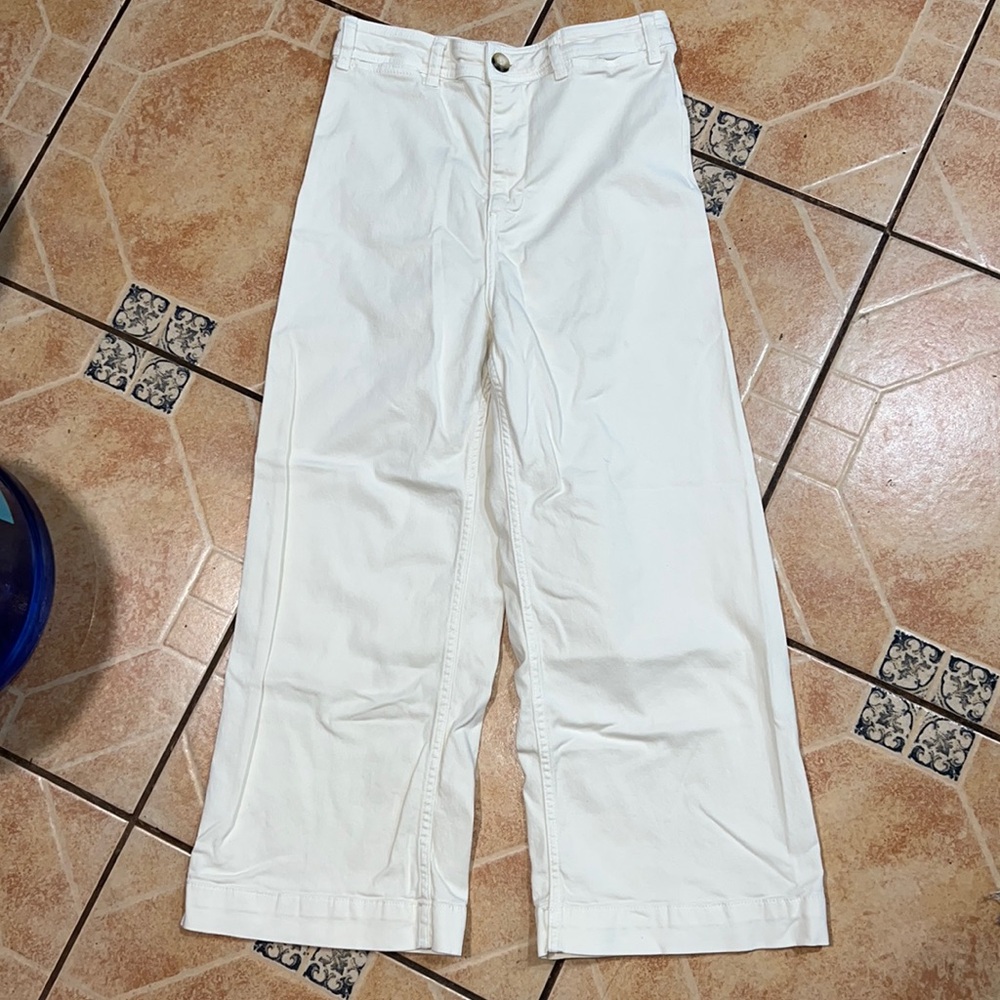 Free People White Wide-Leg Jeans